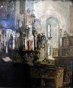 Arthur Ahnert Interior of Wilhelmshausen church painting